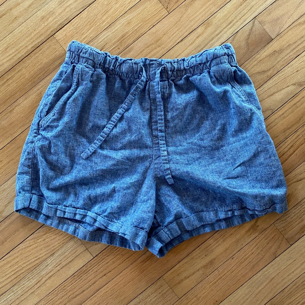 Uniqlo Chambray Linen Drawstring Shorts